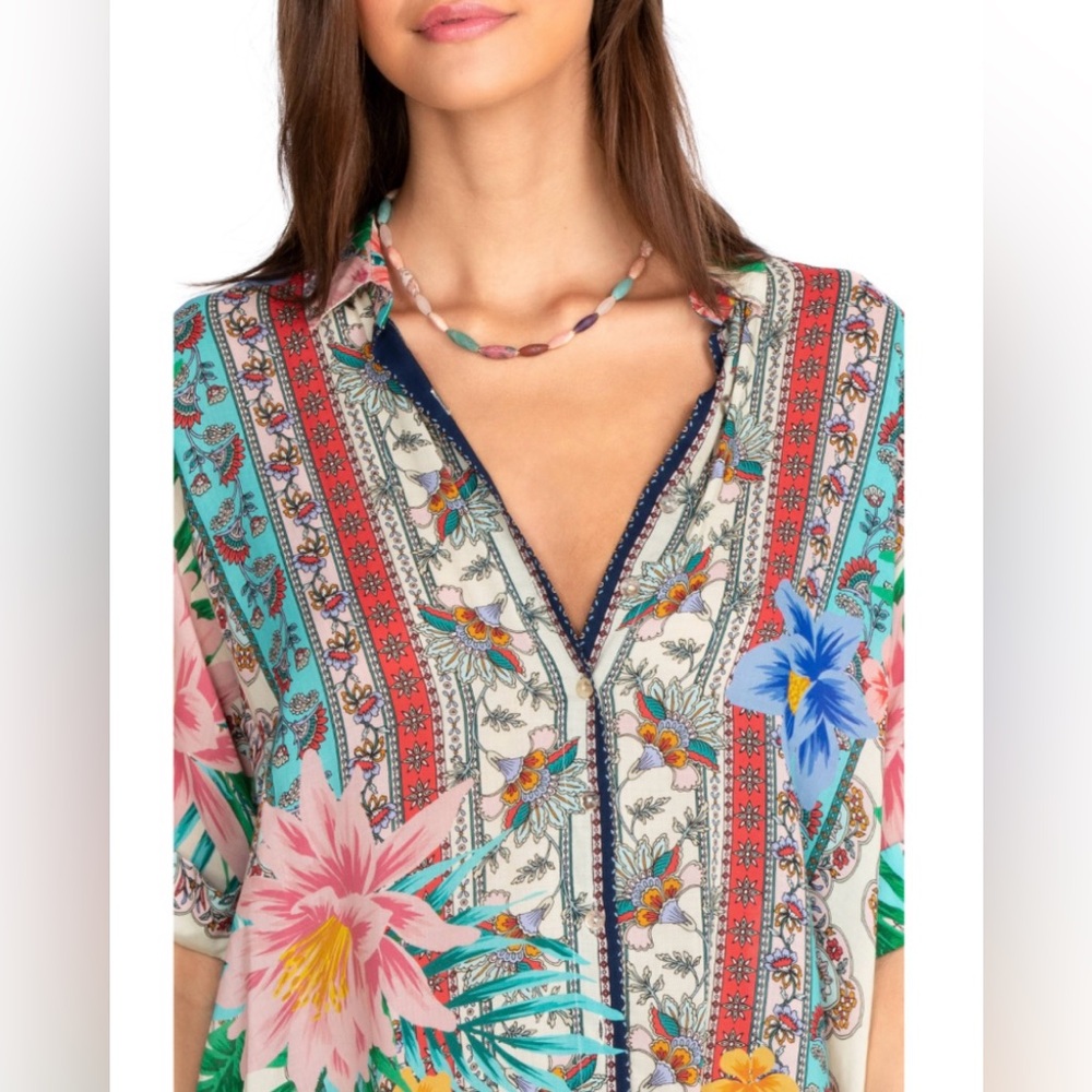 JOHNNY WAS | CLOVER BUTTON DOWN SHIRT | Size S - Picture 3 of 8